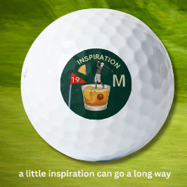 Spaß Inspirierender 19. Loch Cocktail Monogramm  Golfball
