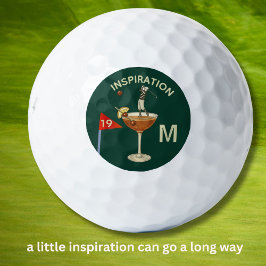 Spaß Inspirierender 19. Loch Cocktail Monogramm  Golfball