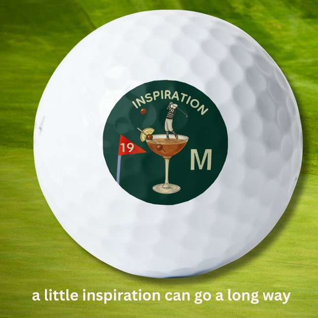 Spaß Inspirierender 19. Loch Cocktail Monogramm  Golfball (Von Creator hochgeladen)