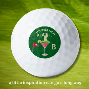 Spaß Inspirierender 19. Loch Cocktail Monogramm  Golfball