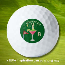 Spaß Inspirierender 19. Loch Cocktail Monogramm  Golfball