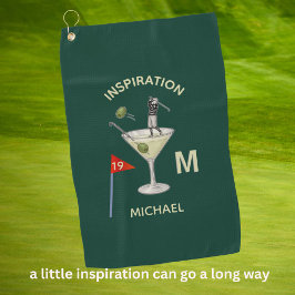 Spaß Inspirierender 19. Loch Cocktail Monogramm Na Golfhandtuch