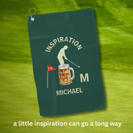 Spaß Inspirierender 19. Loch Cocktail Monogramm Na Golfhandtuch