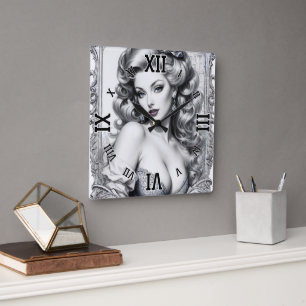 Spaß ist mein Name AI Concept Art by Xzendor7 Quadratische Wanduhr