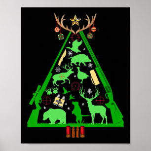Spaß Jagd Hirsch und Elch Jäger Weihnachtsbaum Hun Poster