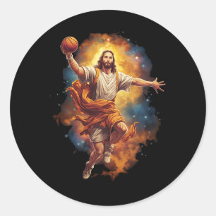 Spaß Jesus spielen Bysketbyll 1 Runder Aufkleber