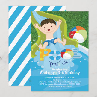 Spaß-Jungen-Pool-Geburtstags-Party Einladung