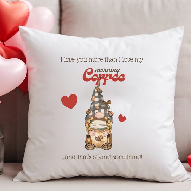Spaß Kaffeekonzept Gnome Funny Valentinstag Gesche Kissen (Von Creator hochgeladen)