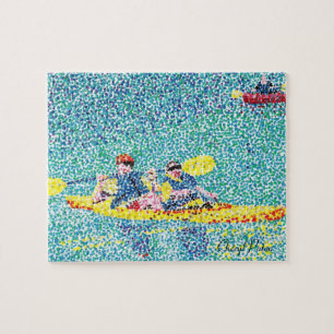 Spaß-Kajak-Szene im Pointillism-Puzzlespiel Puzzle