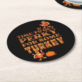 Spaß Karierter GET PERKY FÜR DEN TÜRKEI-Erntedank Runder Pappuntersetzer