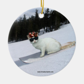 Spaß-Katze auf einer Keramik Ornament