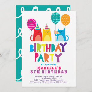 Spaß Katzen Geburtstagsparty Einladung