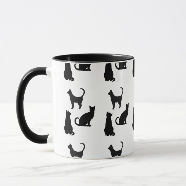 Spaß-Katzen-Silhouette-Kaffee-Tasse Tasse (Links)