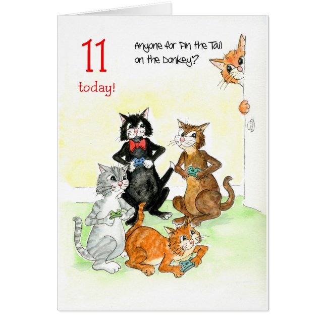 Spaß Katzen spielen Videospiel 11. Geburtstag (Vorne)