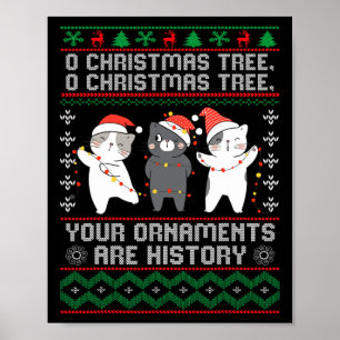 Spaß Katzen Weihnachtsschmuck Pajama Familie Katze Poster