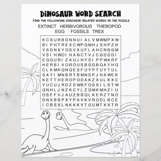 Spaß Kinder Aktivität Dinosaur Puzzle Word Suche (Vorderseite)