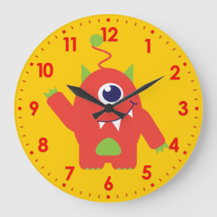 Spaß Kinder Alien orange und gelbe Wanduhr