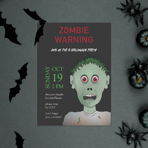 Spaß Kinder Grün, Schwarz und Rot Zombie Halloween Einladung
