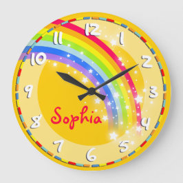 Spaß Kinder Regenbogenname gelbe Wanduhr