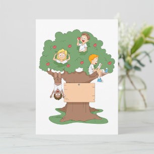 Spaß Kinder spielen in Apfelbaum Einladung