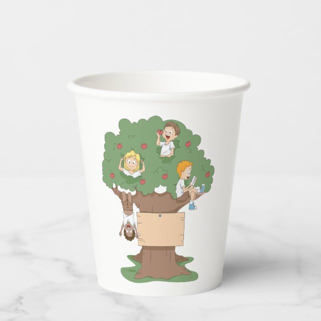 Spaß Kinder spielen in Apfelbaum Pappbecher (Vorderseite)