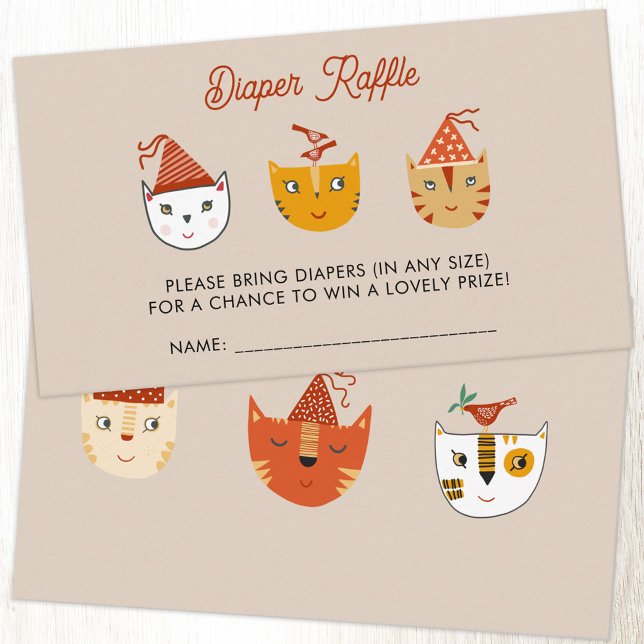 Spaß Kitty Cat Kinderdusche Windeln Raffel Begleitkarte (Fun kitty cat party baby shower diaper raffle enclosure card)