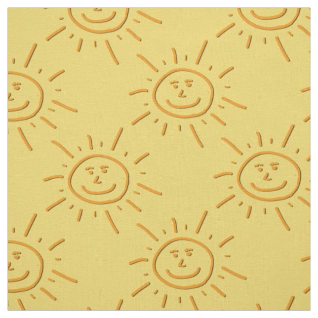 Spaß Lächeln Hand Sonnenschein über Orange gezogen Stoff (Muster)