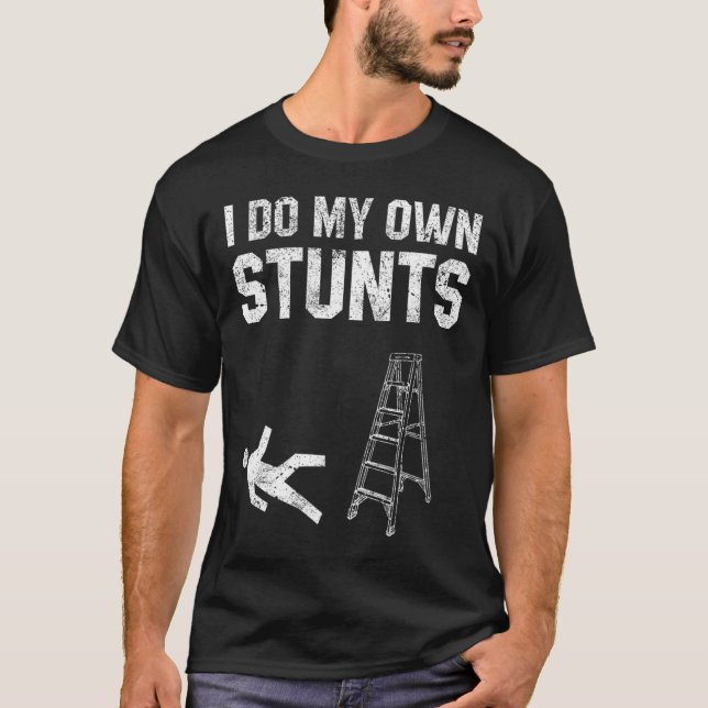 Spaß Ladder Fall Geschenk gebrochenen Knochen Hand T-Shirt (Vorderseite)