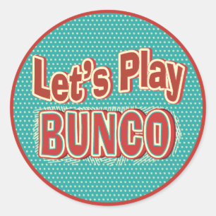 Spaß Lass uns Bunco-Sticker spielen Runder Aufkleber