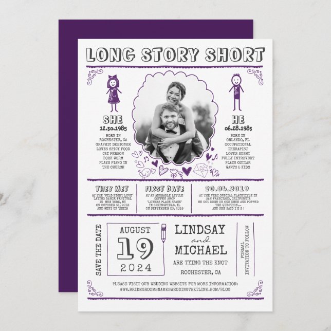 Spaß Lässiges und Niedliches Save the Date Foto (Vorne/Hinten)