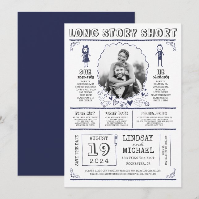 Spaß Lässiges und Niedliches Save the Date Foto (Vorne/Hinten)