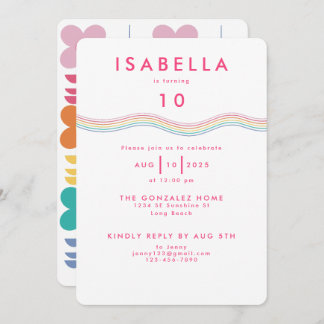 Spaß Lebhaft Retro Blume Geburtstag Einladung