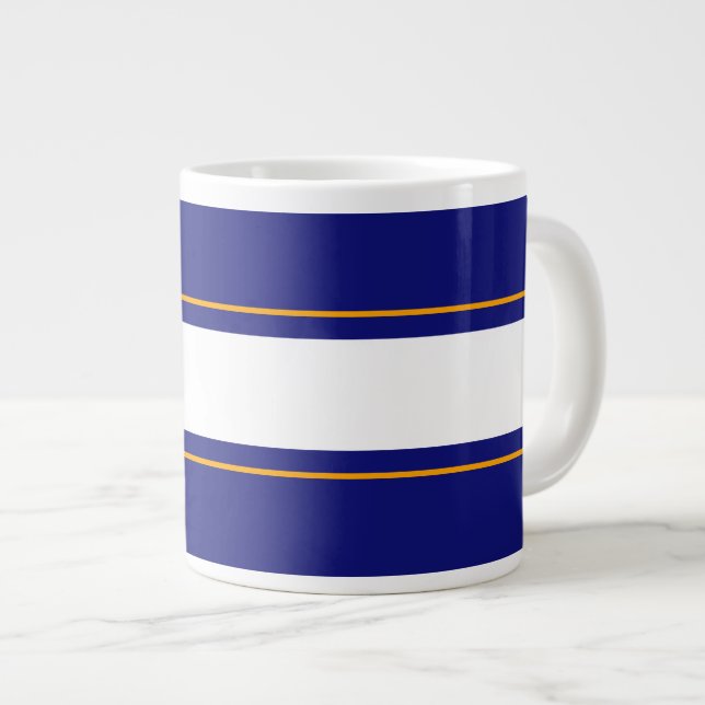 Spaß Lebhafte Royal Blue Yellow White Racing Strip Jumbo-Tasse (Vorderseite Rechts)