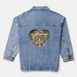 Spaß Liebe Frieden verändern Künstlerisches Herz Jeansjacke