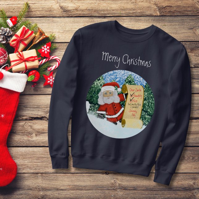 Spaß liebt Santa Naughty oder Nice Letter Ugly Swe Sweatshirt (Von Creator hochgeladen)