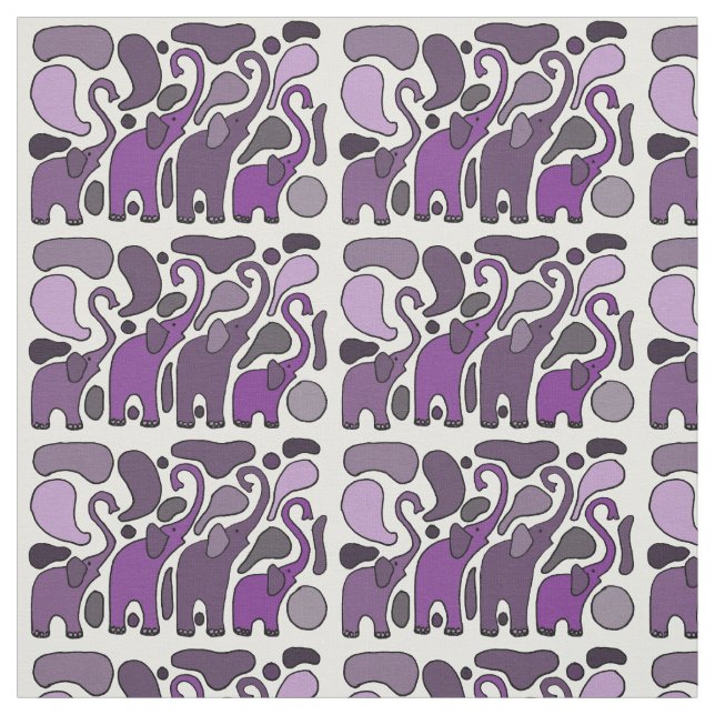 Spaß-lila Elefant-abstraktes Kunst-Gewebe Stoff (Muster)