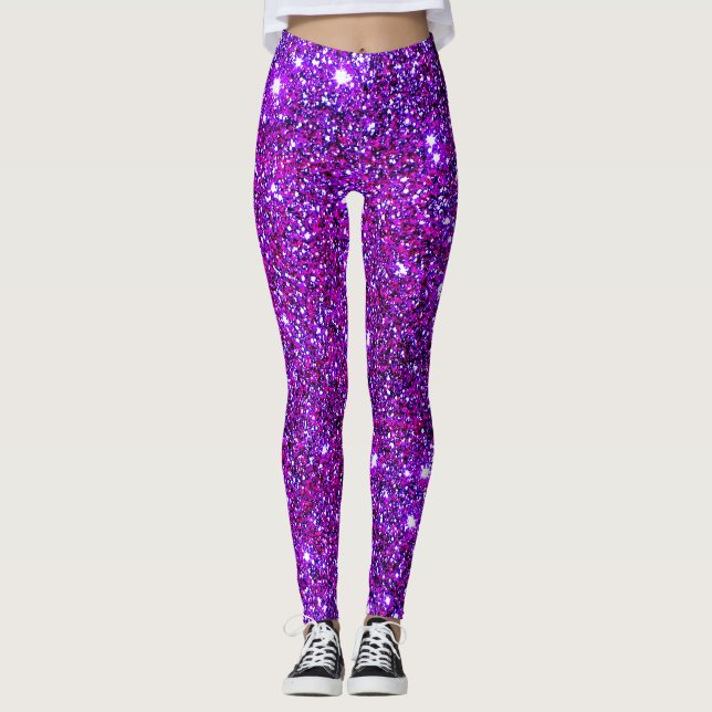 Spaß-lila funkelnd Glittery niedliche Leggings (Vorderseite)
