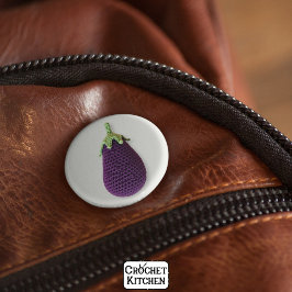 Spaß Lila Moderne Minimal Crochet Eggplant Button