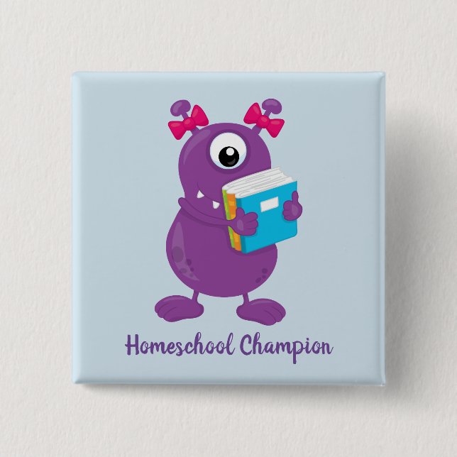 Spaß Lila Monster Homeschool Champion Button (Vorderseite)
