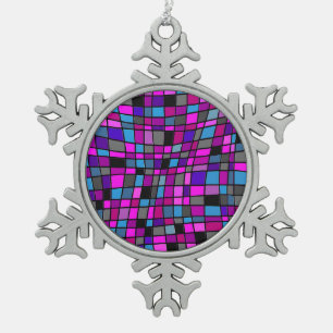 Spaß Lila Mosaikfliesen Schneeflocken Zinn-Ornament
