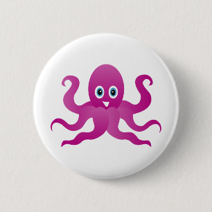 Spaß lila Oktopi Button