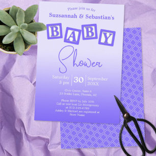 Spaß Lila Ombre BABY Blocks Einladung