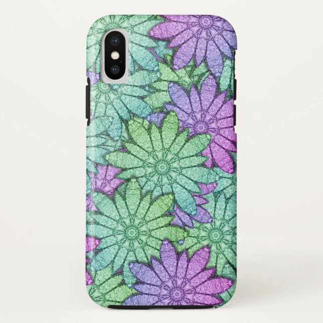 Spaß Lila und grüne Blume Case-Mate iPhone Hülle (Rückseite)