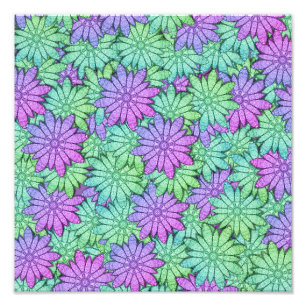 Spaß Lila und grüne Blume Fotodruck