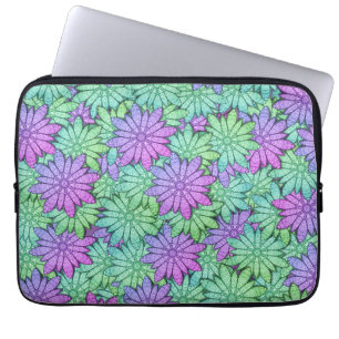 Spaß Lila und grüne Blume Laptopschutzhülle