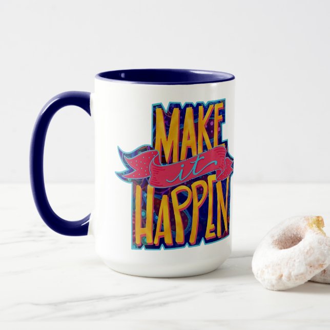 Spaß macht es möglich, Zitat-Inspirivity zu gesche Tasse (Mit Donut)
