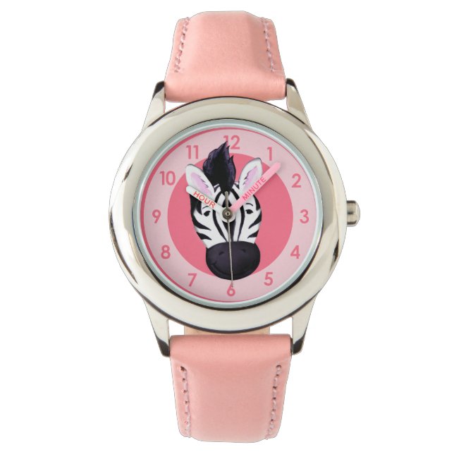 Spaß Mädchen zebra Ihren Namen Handrist Uhr hinzuf (Vorderseite)