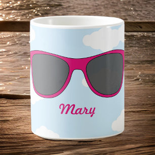 Spaß Magenta Sonnenbrille gegen Blue Sky Kaffee T Kaffeetasse