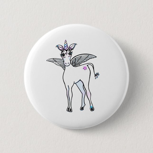 Spaß magisch Einhorn zeichnend Button (Vorderseite)