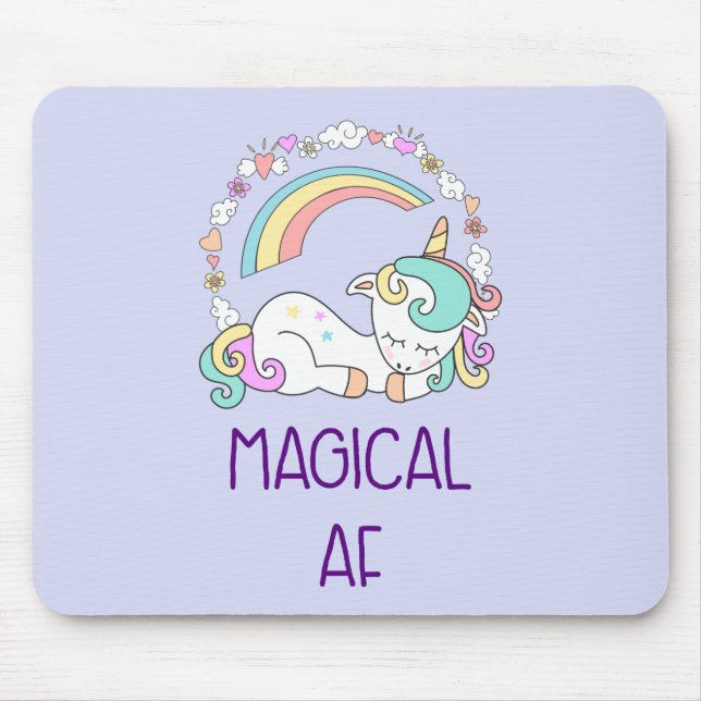 Spaß - Magischer AF. Einhorn, Regenbogen und Niedl Mousepad (Vorne)